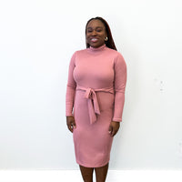 *Pre-Sale* Mock Neck Tie Dress