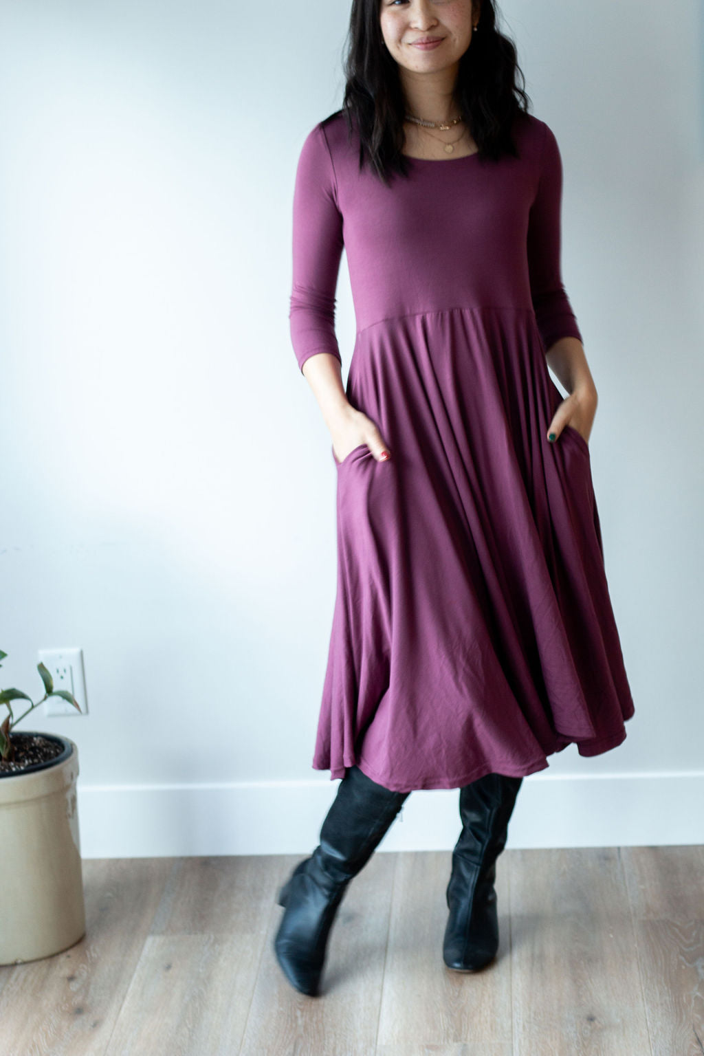 *Pre-Sale* 3/4 Sleeve Heart Cut-Out Circle Dress