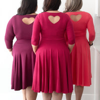 Boxing Week *Pre-Sale* 3/4 Sleeve Heart Cut-Out Circle Dress