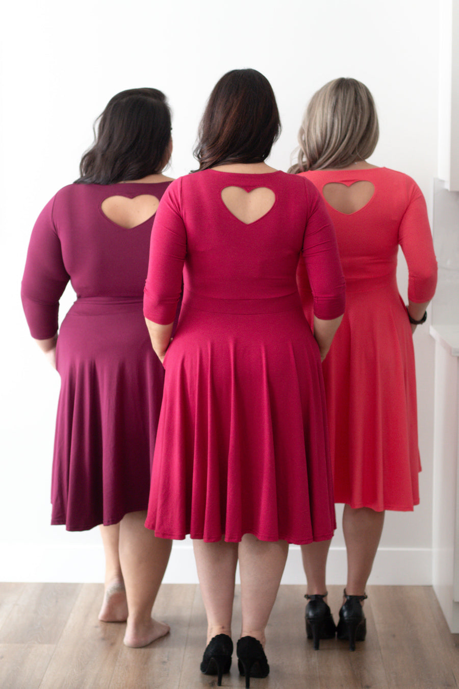 Boxing Week *Pre-Sale* 3/4 Sleeve Heart Cut-Out Circle Dress