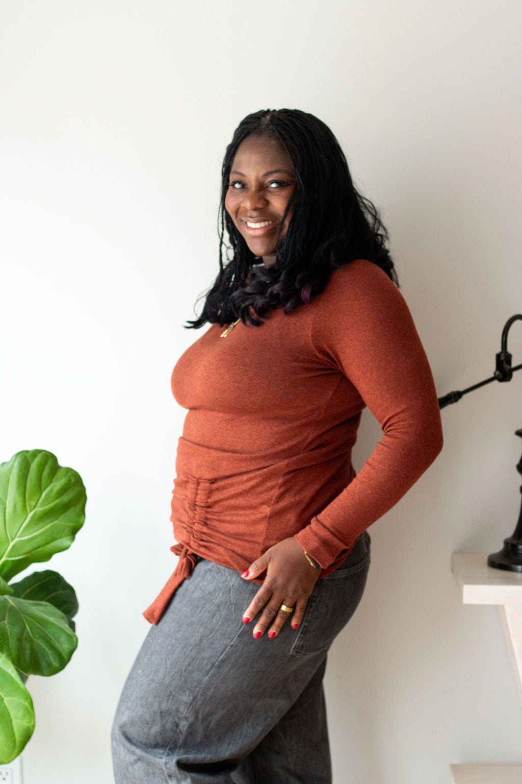 *Pre-Sale* Ruched Tie Long Sleeve